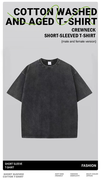 American Washed retro and worn out T-Shirt for men Women Loose Oversized Clothes San Francisco Skeleton Miner Graphic Streetwear