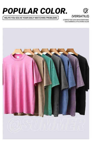 American Washed retro and worn out T-Shirt for men Women Loose Oversized Clothes San Francisco Skeleton Miner Graphic Streetwear
