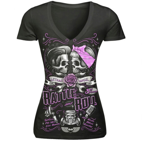 Skull Design Short Sleeve V-Neck T's