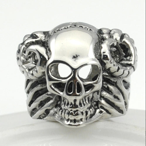 Skull Ring Silver Stainless Steel Ring