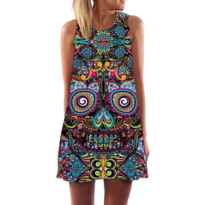 Colorful Skull Boho Dress