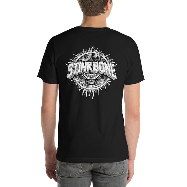 StinkBone Skate Wheel Skull Short-Sleeve Mens T-Shirt