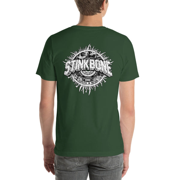 StinkBone Skate Wheel Skull Short-Sleeve Mens T-Shirt