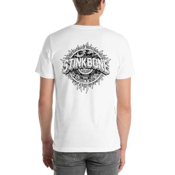 StinkBone Skate Wheel Skull Short-Sleeve Mens T-Shirt