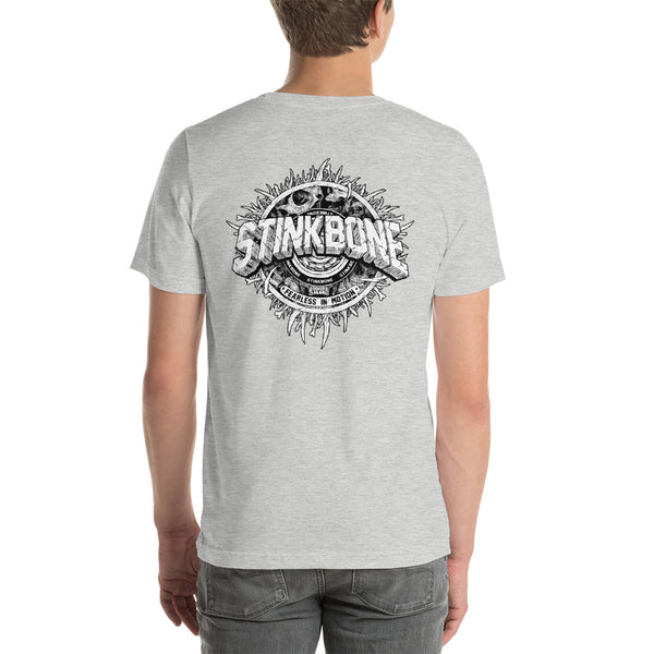 StinkBone Skate Wheel Skull Short-Sleeve Mens T-Shirt