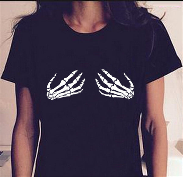 Womens Skeleton hands shirt Black