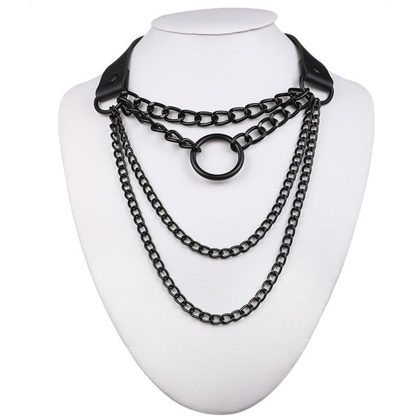 Chain Accent Choker Collar in Many Colors