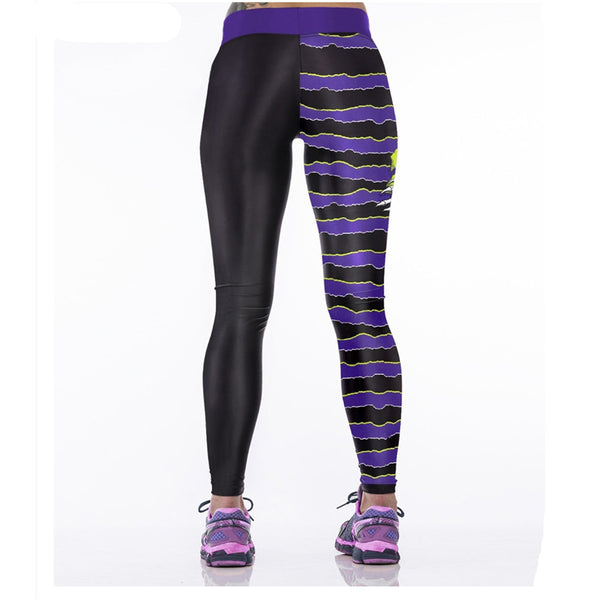 Women's Skull Leggins in puple & lime green