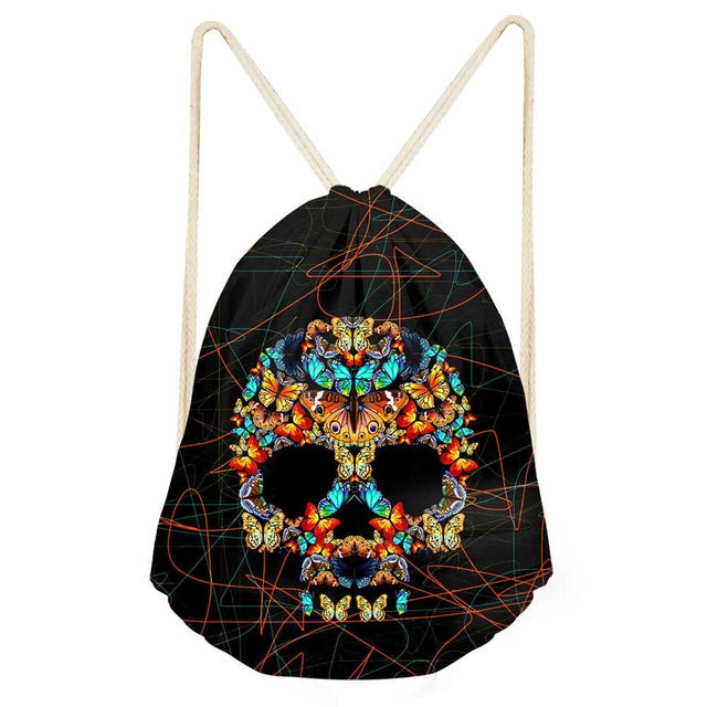 Skull Design Bag w/Drawstring