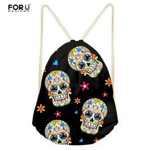 Skull Design Drawstring Bag for Women