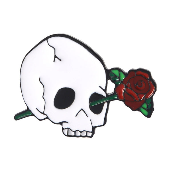 Enamel Skull Pins Love and death badges 6pcs/set