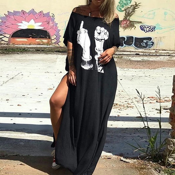 2020 Punk Style Loose Summer Boho Sleeveless Long Dress