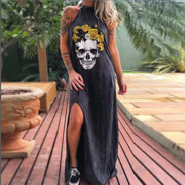 2020 Punk Style Loose Summer Boho Sleeveless Long Dress