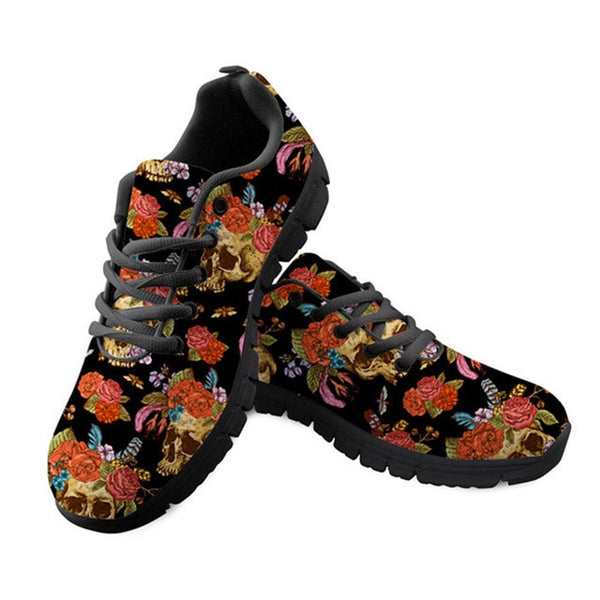 Womens Candy Skull Casual Breathable Mesh Sneakers.