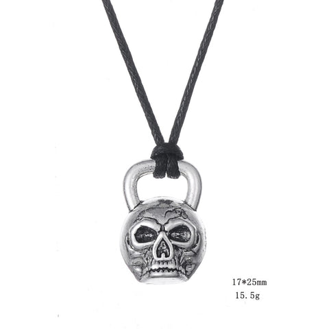 Skull Necklace w/ Rope Twine Chain