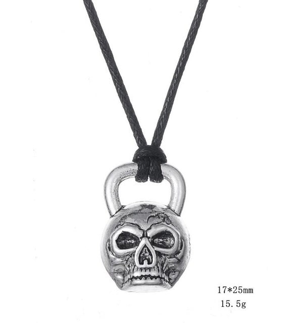 Skull Necklace w/ Rope Twine Chain