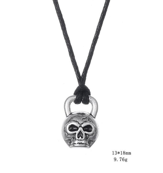 Skull Necklace w/ Rope Twine Chain