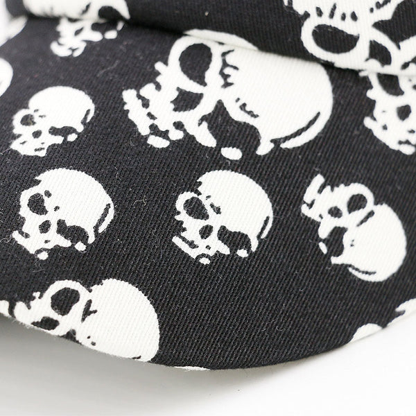 Mens Black Skull Adjustable Flat Cap