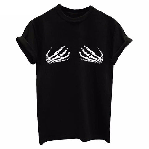 Womens Skeleton hands shirt Black