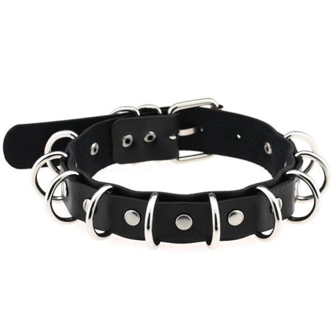 Multilink Metal Round Goth Choker Necklace