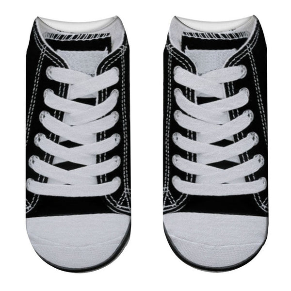 Hot 3D Printed Canvas Shoes Low Cut Ankle Socks