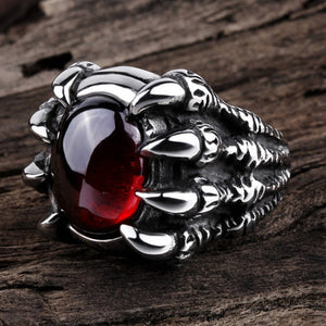 Dragon Claw  Red Stone Men's Alloy Cast Ring