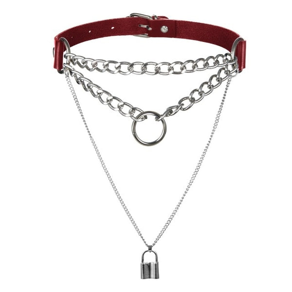 Chain Accent Choker Collar in Many Colors