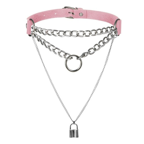 Chain Accent Choker Collar in Many Colors