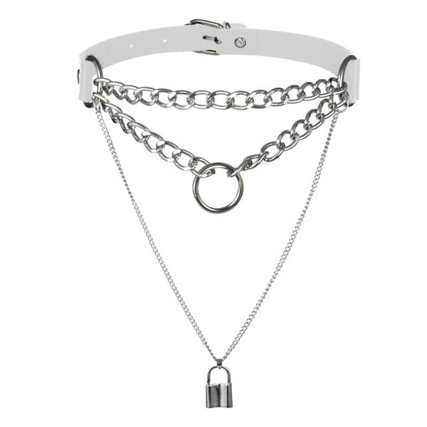 Chain Accent Choker Collar in Many Colors